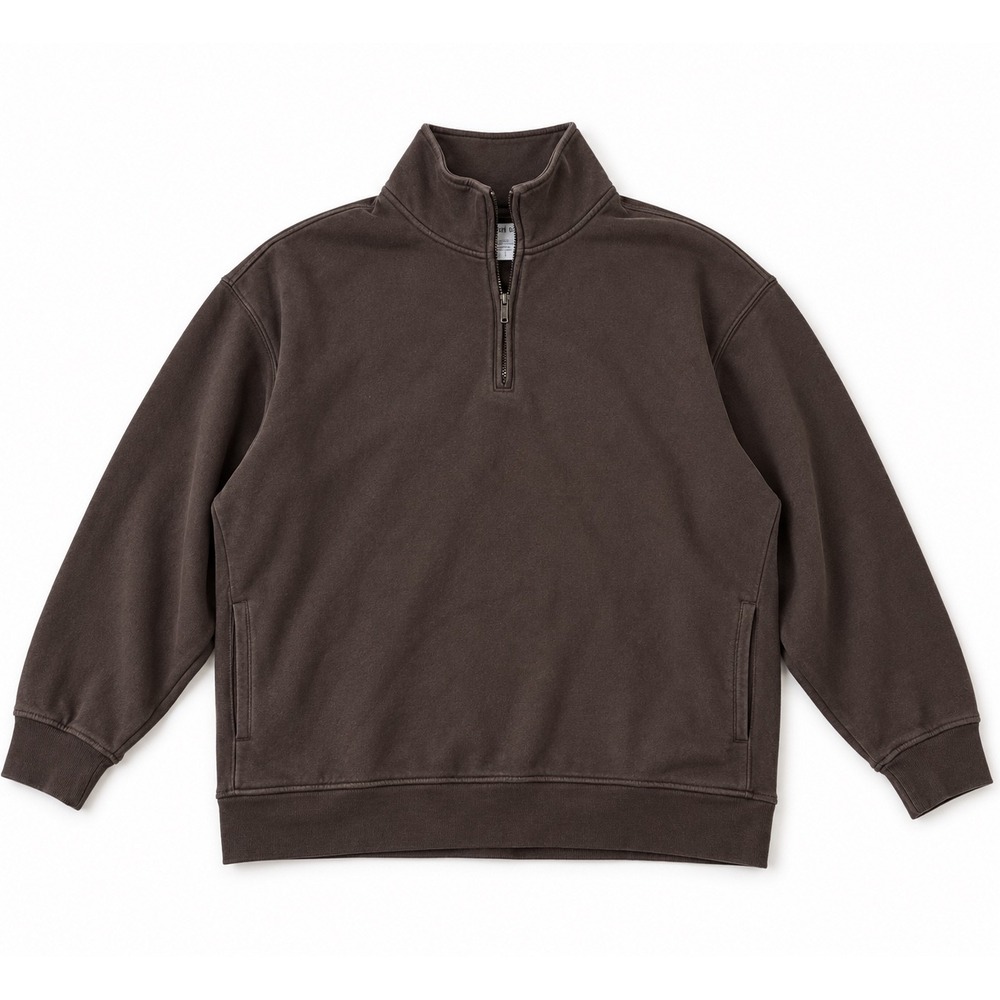Athleta Womens Espresso Brown Quarter Zip Fleece Sweatshirt Large Side Pockets